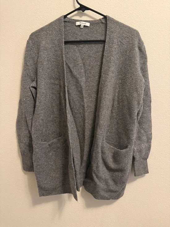 Madewell Gray Open-Front Pocket Cardigan Sweater - Wool Blend - Picture 2 of 5